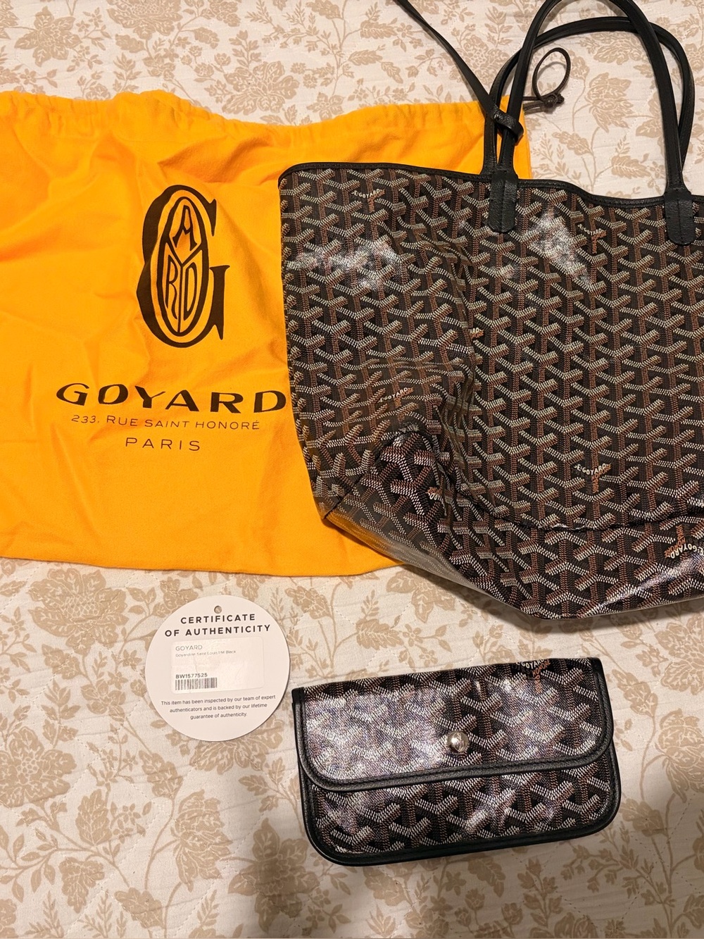 Goyard Dust Bag and Authentication Tag in Orange with Brown Accent